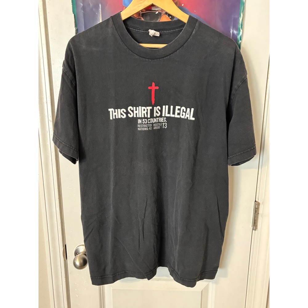 Voice of the Martyrs VOM This Shirt Is Illegal Romans 1:16 Graphic Tee Black XL